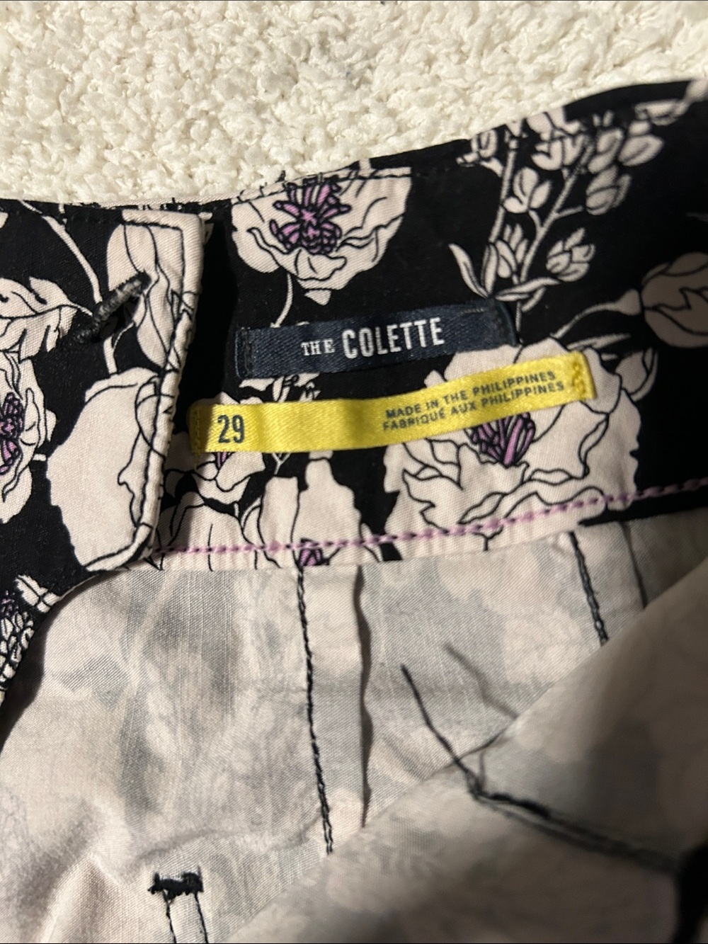 Maeve Collette Floral Wide-Leg Women’s Pants - Black/White with lavender Accents - Picture 4 of 5